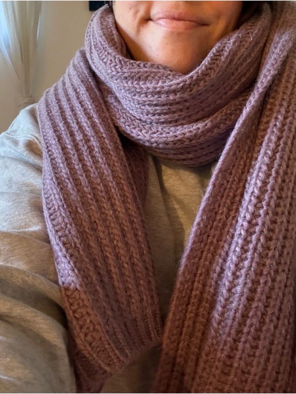 Frank & Oak Ribbed Knit Scarf in Mauve Lavender